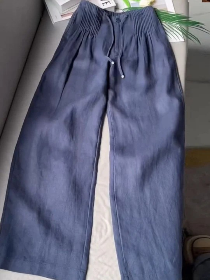 Camille - Wide-leg Pants in Cotton and Linen Blend