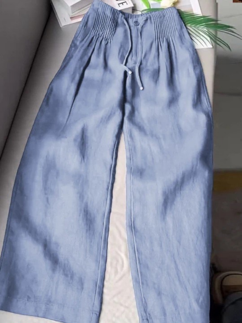 Camille - Wide-leg Pants in Cotton and Linen Blend