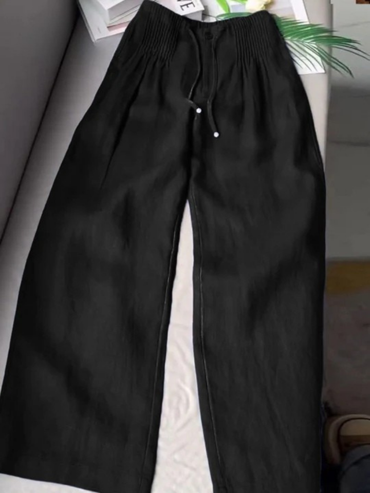 Camille - Wide-leg Pants in Cotton and Linen Blend