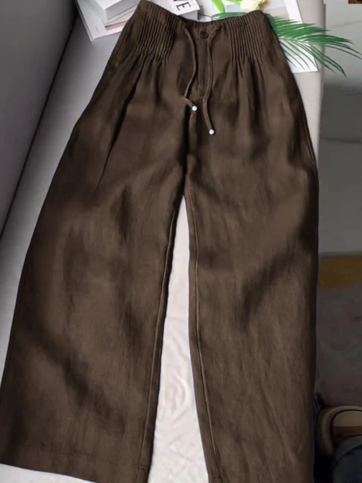 Camille - Wide-leg Pants in Cotton and Linen Blend