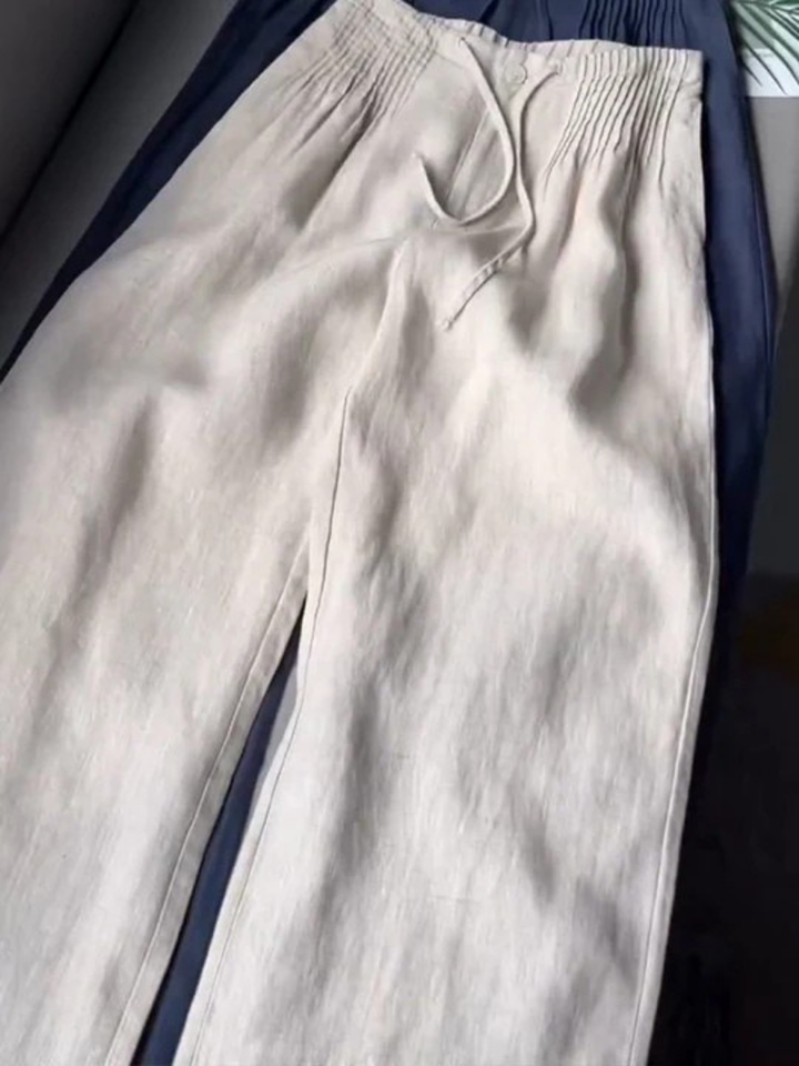 Camille - Wide-leg Pants in Cotton and Linen Blend